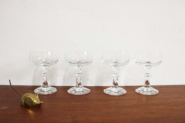 4 kristallen champagne coupes. Set vintage wijnglazen
