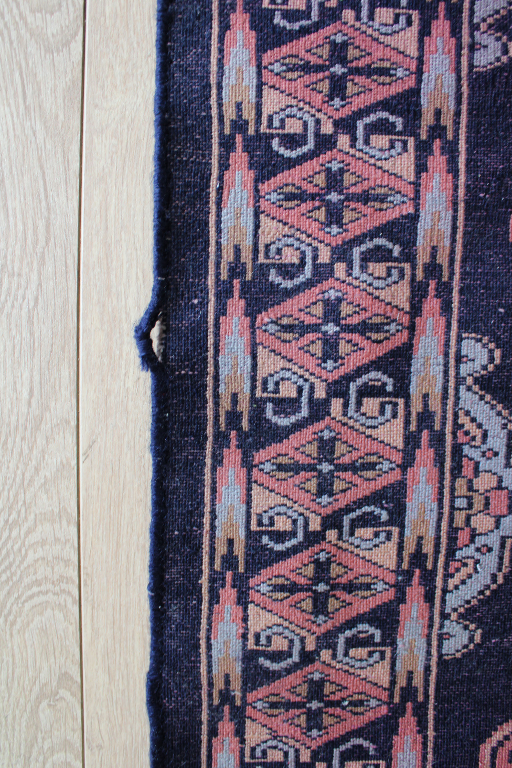 Handgeknoopt Oosters kleedje. Blauw vintage Perzisch tapijt