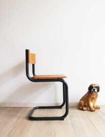 Industriële retro schoolstoel. Hout/metalen vintage slede stoel - Højde