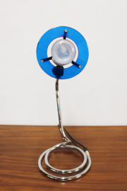 Blauwe vintage spiraallamp - Esto. Retro Memphis stijl lamp, jaren 80