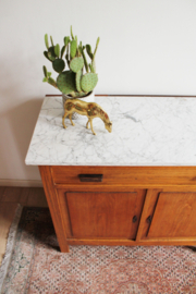 Antieke houten commode met marmeren blad. Vintage kast / Art Deco dressoir
