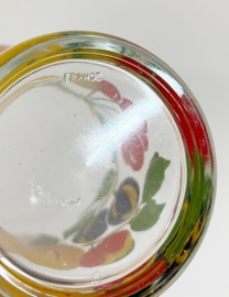Set vintage sapglazen. 9 retro glazen met fruit decor - France.