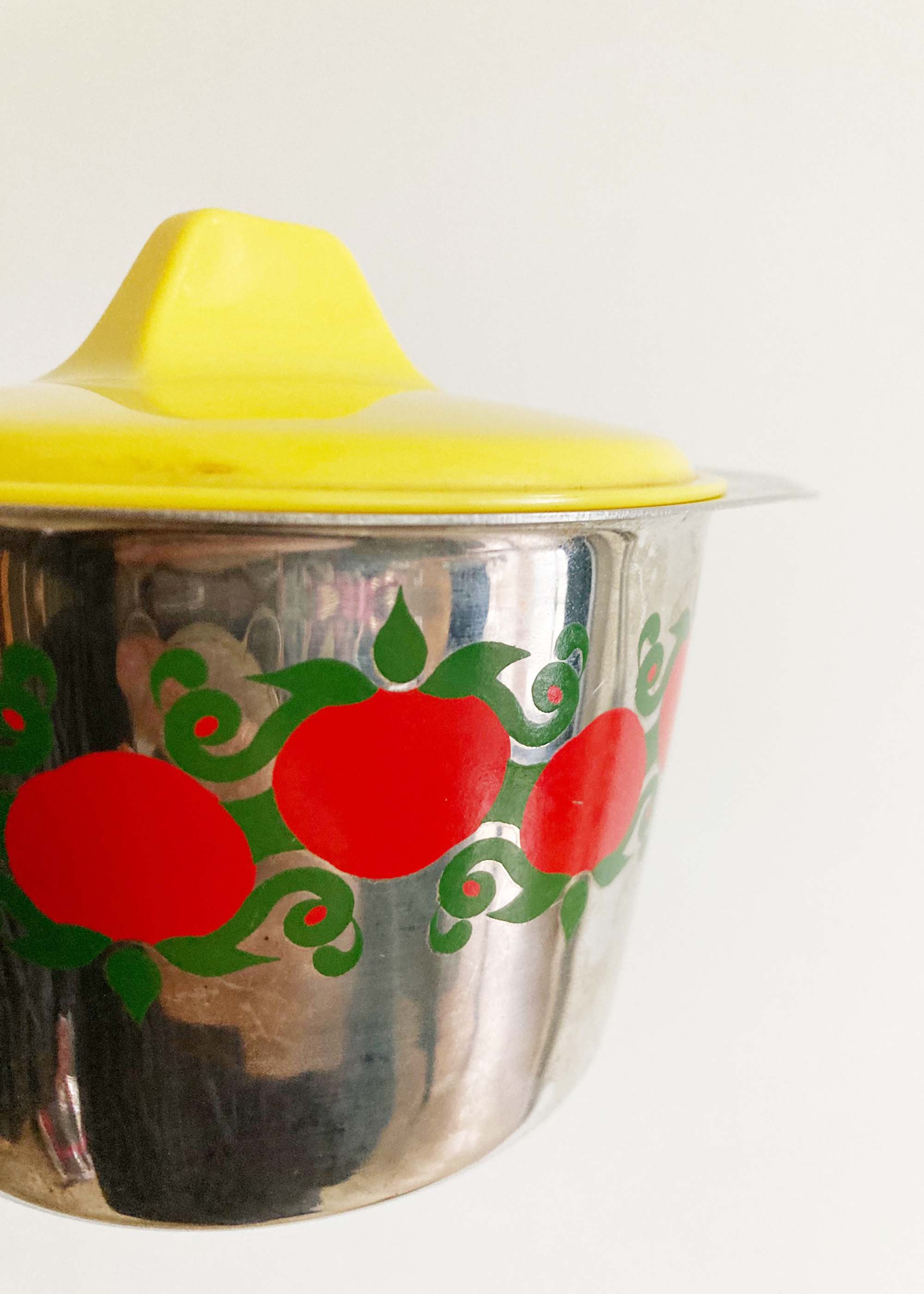 Set van 2 vintage confiture schaaltjes. Vrolijke retro fruit bakjes