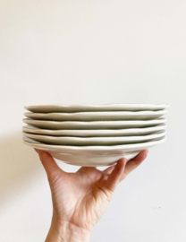 Set van 6 stenen borden. Groen/witte vintage bordjes - Ironstone tableware