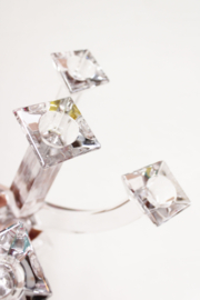 Glazen vintage kandelaar. Vijfarmige  kandelaber van loodkristal.