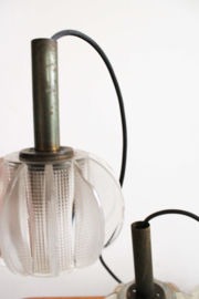 Vintage hanglamp met 5 glazen kappen. Retro design lamp, Raak?