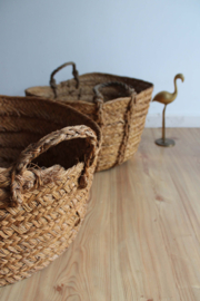 Set rieten Ibiza stijl manden. Bohemien opberg mand of overpot voor planten