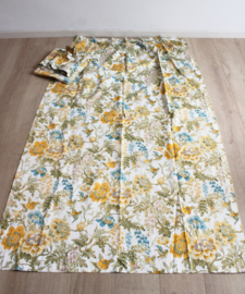 Prachtige Franse gordijnen met vogels en bloemen. Set vintage overgordijnen.