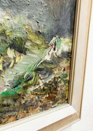 Origineel schilderij van een berglandschap. Impressionistisch tafereel / landschap