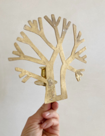 Messing wandkandelaar met levensboom. Vintage kandelaar - brass