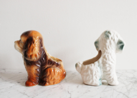 Koddige vintage honden bloempotjes. Retro potjes, Cocker Spaniël en Poedel
