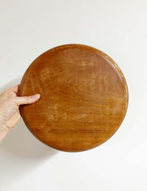 4 teakhouten vintage fondueborden. Set grote bruine retro borden