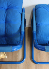 Set blauwe fauteuils - Mio ?  Deense retro design stoelen.