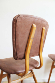 Set houten vintage stoelen. 2 Mid Century retro eetkamerstoelen
