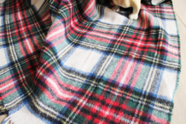 Geblokte wollen vintage deken.  Retro Tartan plaid / sprei met ruitjes