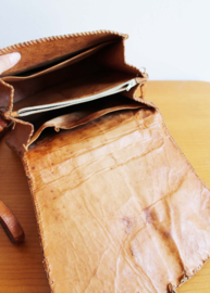 Vintage krokodillen lederen tas. Boho schoudertas met vakken, krokodil?