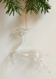 Prachtig glazen hertje voor in de kerstboom. Vintage kerstbal / ornament