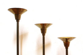Set van 3 messing kandelaars .Goudkleurige vintage kaarsenhouders