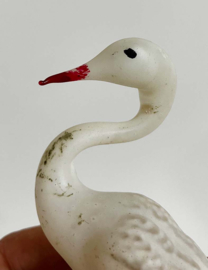 Glazen vintage kerstversiering - zwaan/ooievaar. Antieke vogel op knijpertje