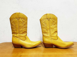 Geel lederen cowboy boots - DW\\RS - maat 39. Gele leren laarzen / Western boots