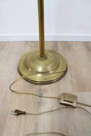 Hollywood Regency lamp met witte kap. Gouden vintage vloerlamp