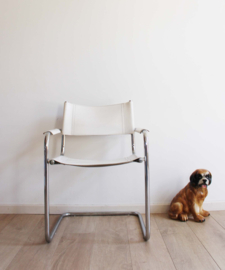 Witte vintage buisframe stoel - Mart Stam stijl. Retro design stoel