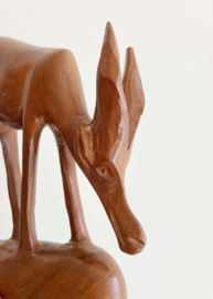 Houten vintage gazelle / antilope?  Handgesneden retro beeldje