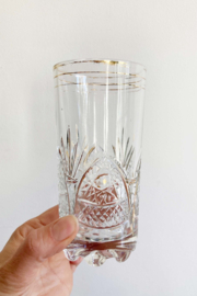 Set vintage longdrink glazen. Retro glaswerk met gouden details
