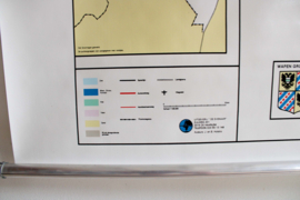 Vintage schoolplaat - Groningen / Nederland. Grote retro Geografie landkaart