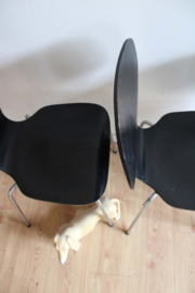 Set van 3 zwarte vintage stoelen. Retro design stoel - Phoenix made in Denmark