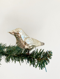 Glazen vintage kerstversiering - vogel. Antieke kerstbal op knijpertje
