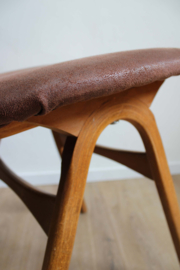 Set houten vintage stoelen. 2 Mid Century retro eetkamerstoelen