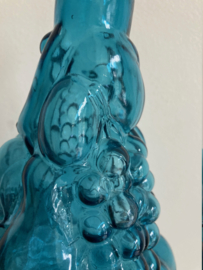 Blauw vintage Empoli vaas.  Glazen wijnmand vaasje - Italiaans.