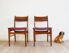 Set houten vintage stoelen. Mid Century retro eetkamerstoelen