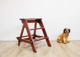 Houten vintage trapje. Antiek look kruk / opstapje