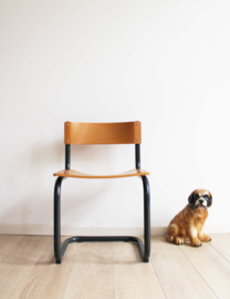 Industriële retro schoolstoel. Hout/metalen vintage slede stoel - Højde