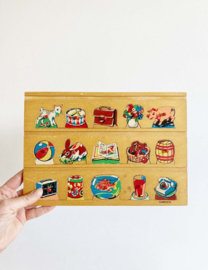 Vintage puzzel van Simplex. Houten retro speelgoed.