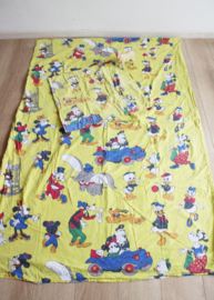Vintage Disney dekbedovertek met kussensloop. Retro beddengoed, Donald Duck - Mickey Mouse