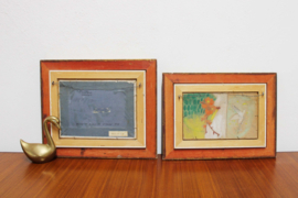 Set schilderijtjes in klassieke lijst. Twee originele  landschapjes