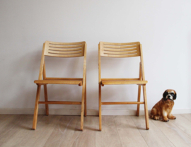 Set van 2 houten vintage klapstoelen. Retro folding chairs,  IKEA?