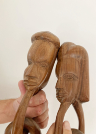 Vintage handgesneden houten vruchtbaarheidsketting. Afrikaanse huwelijksketting