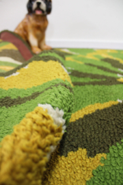 Tof groen / geel vintage vloerkleed. Retro seventies tapijt, Groovy Baby!