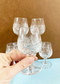 Set van 6 kristallen port / likeur glazen. Prachtige vintage glaasjes