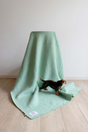 Mintgroene vintage deken. Wollen eenpersoons retro sprei - 116 x 195 cm