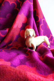 Tweepersoons vintage deken van Didas. Retro vegan sprei van dralon, paars / roze