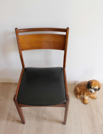 Houten vintage stoel met skai leer. Mid Century design eetkamerstoel, Pastoe?