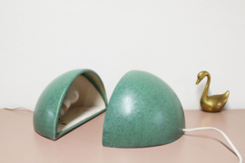 Set aardewerk vintage wandlampen. Groene retro Ikea lampen