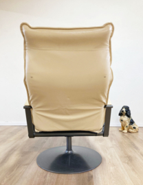 Lederen vintage draaifauteuil. Retro design stoel