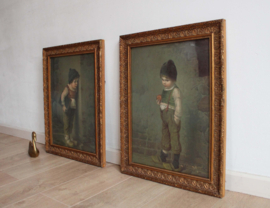 Set vintagen prenten van Hermann von Kaulbach. Twee 'schilderijen' in lijst