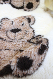 Wollen vintage deken met beertjes. Retro sprei / babydeken